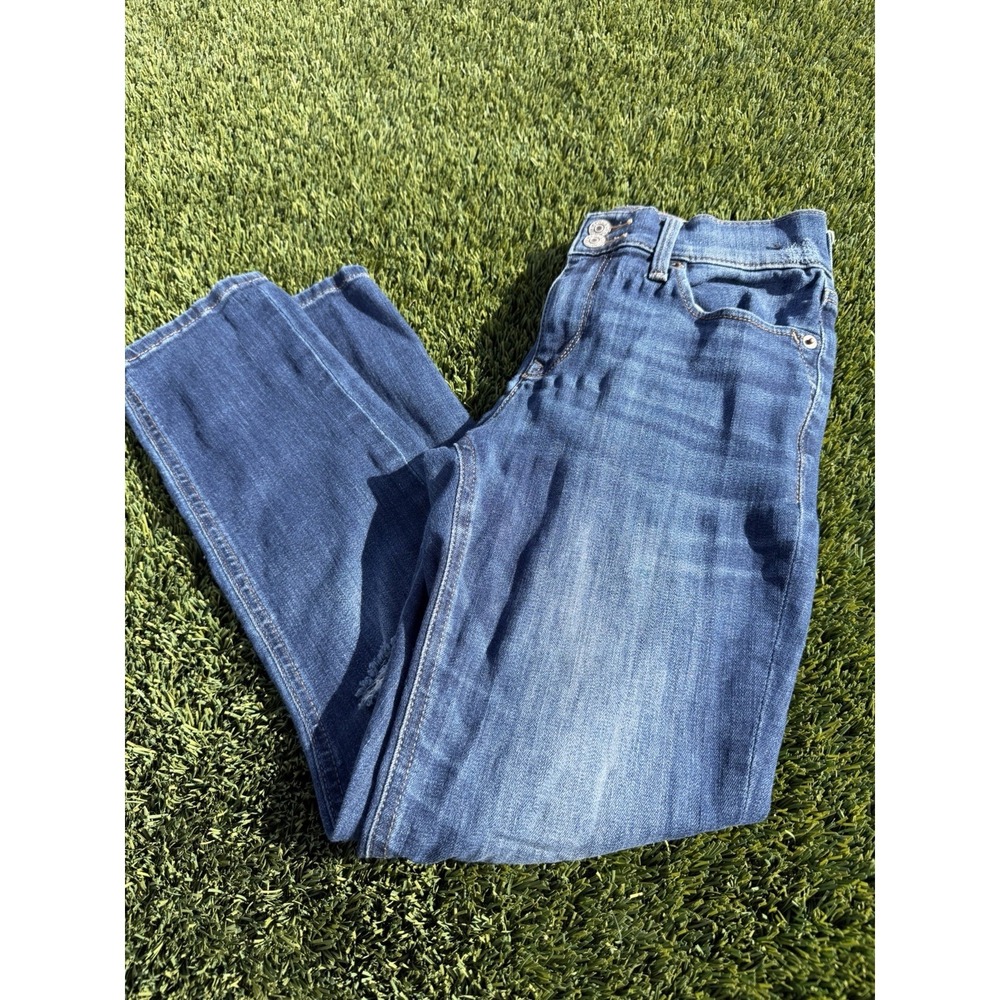 EXPRESS Cropped Legging Mid Rise Blue Denim Jean Distressed Women Size 2R